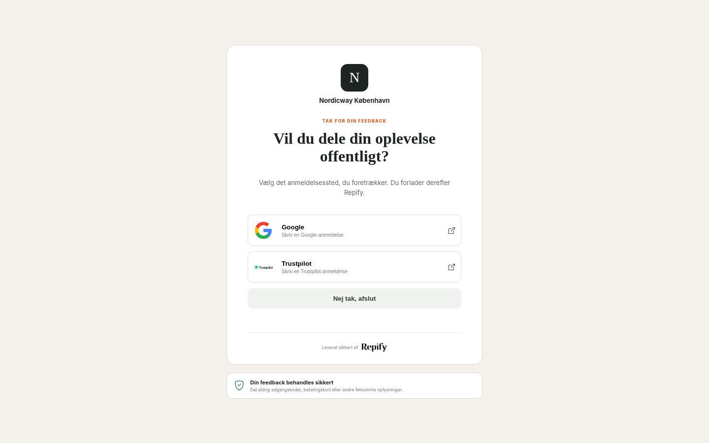 Repifys valg af offentlige anmeldelsesplatforme efter vurderingen